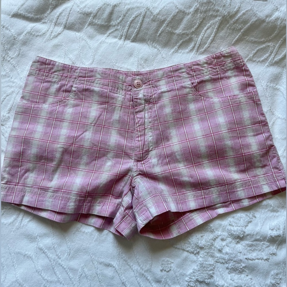 TILT pink plaid shorts low rise